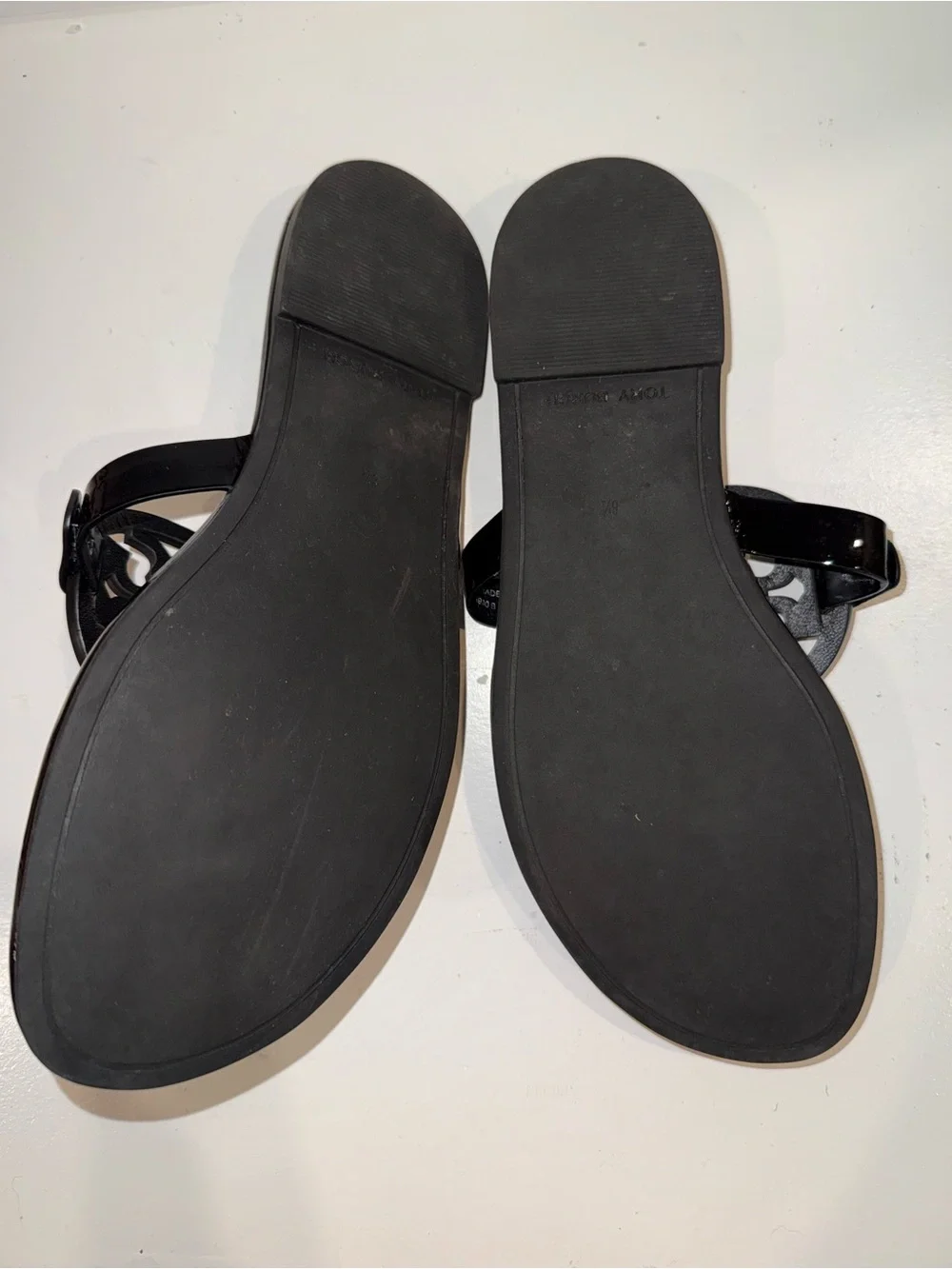 Tory Burch Black Logo Leather Thong Sandals